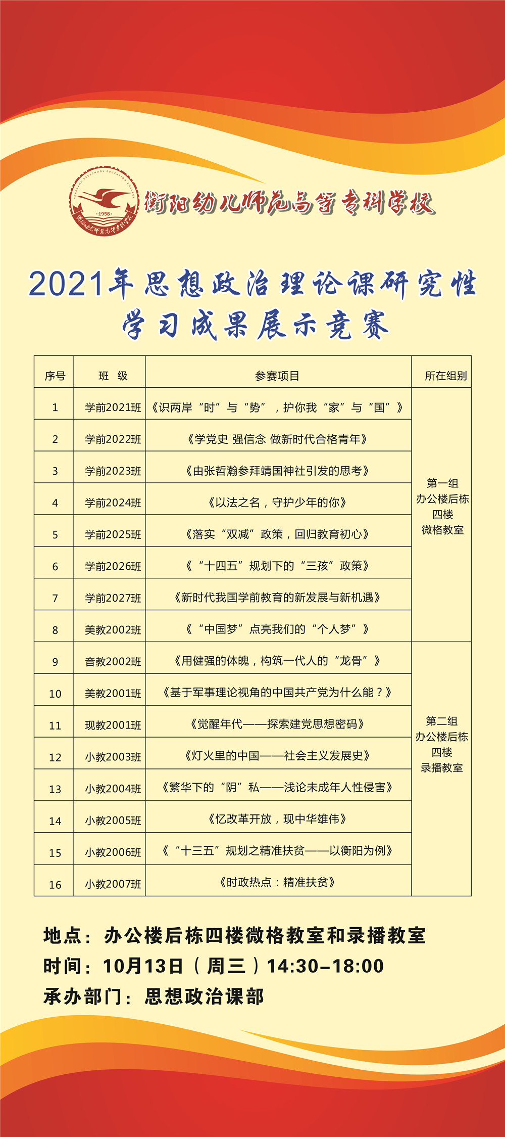 衡陽幼高專舉辦首屆思想政治理論課研究性學習成果展示競賽