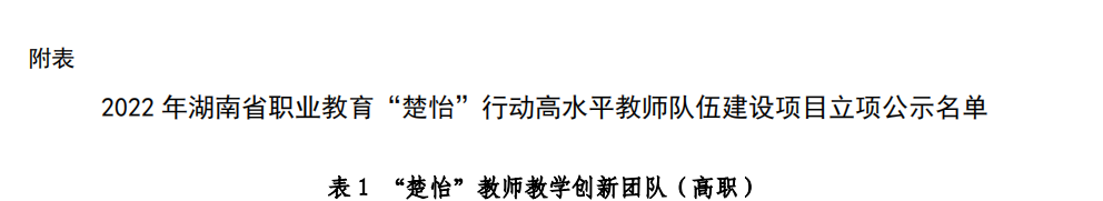 喜報(bào)|我校入選湖南省職業(yè)教育“楚怡”教師教學(xué)創(chuàng)新團(tuán)隊(duì)